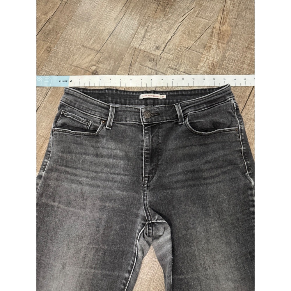 Levi Strauss Womens Classic Mid Rise Skinny Jeans Faded Black Size 14 Stretch‎ - Picture 5 of 13